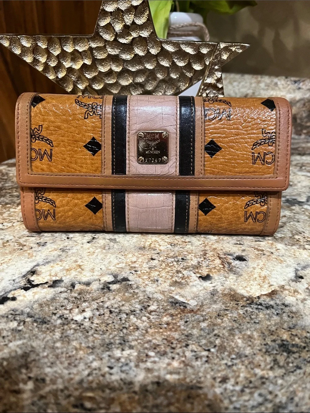 MCM EUC Visetos Coated Canvas and Leather Trifold Wallet - Picture 1 of 9